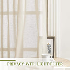 NICETOWN Sliding Door Curtains 100 Inch Extra Wide, Grommet Semi Sheer Linen - Image 3