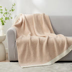 Snuggle Sac Heather Beige Throw Blankets Luxurious Microfiber Fabric, - Image 6