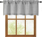 OWENIE Grey Valances for Windows 1 Pcs 18 Inch Length, Light Filtering Textured by OWENIE