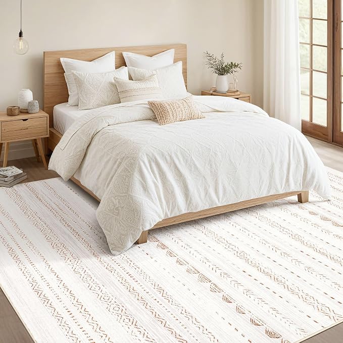 Nakagishi 6x8 Area Rugs Living Room: Washable Boho Large Neutral Soft Farmhouse - Image 3