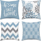 Hexagram Geometric Aqua Blue Pillow Covers 16x16 Set of 4, Decorative Outdoor by Hexagram