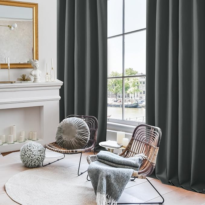 Deconovo Blackout Curtains, Thermal Insulated, W42 x L84 2 Panels, Back Tab - Image 4