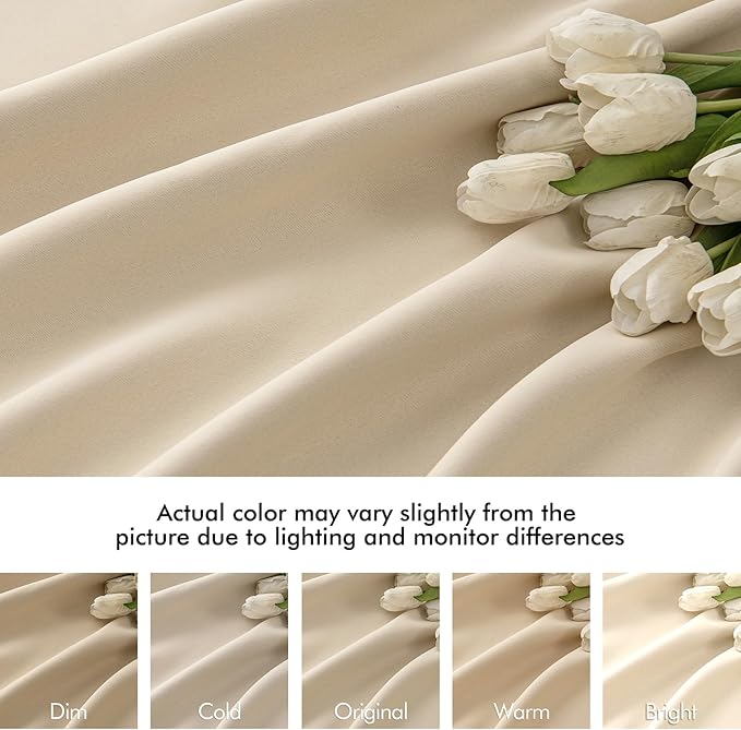 MIULEE Back Tab Cream Beige Curtains 90 Inch Long 2 Panels Set - Image 8