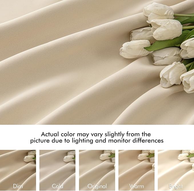MIULEE Cream Beige Back Tab Light Blocking Curtains 95 Inch Length 2 Panels Set - Image 8
