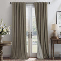 Linen Brown Curtains for Bedroom 84 Inch Long 2 Panel Burg 100% Blackout Back by Pitalk