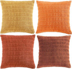 Fancy Homi Set of 4 Burnt Orange Fall Boho Decorative Throw Pillow Covers 24x24 - Image 8