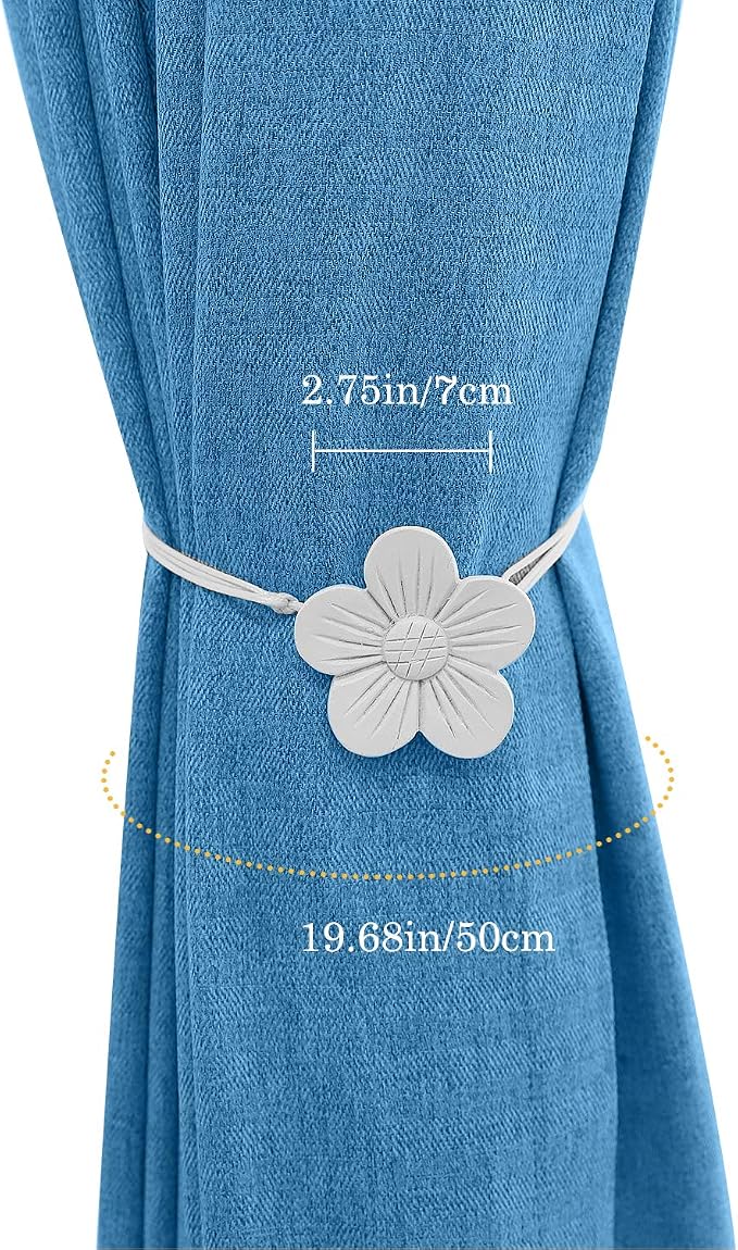 Lewondr Vintage Magnetic Curtain Tieback, 1 Pair Resin Flower Curtain Drapery - Image 8