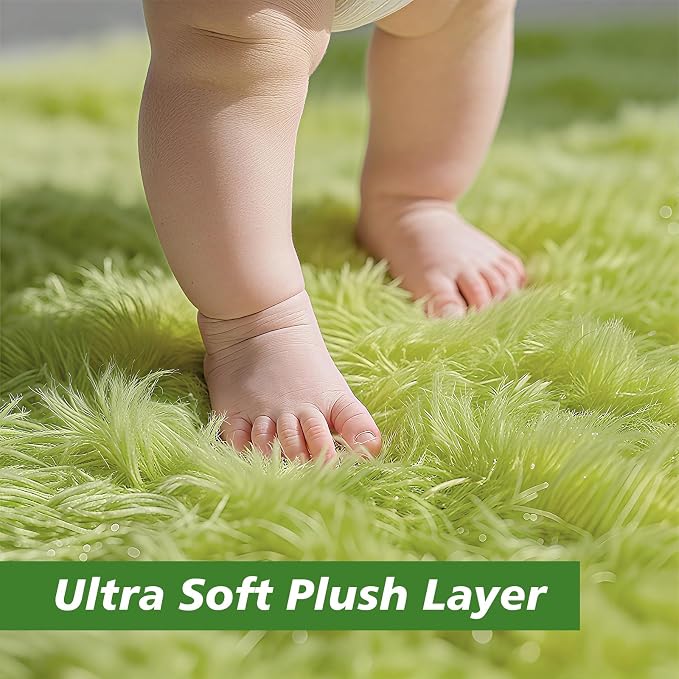 8x10 Fluffy Area Rugs for Living Room, Shag Area Rug for Bedroom, Grass Green - Image 2