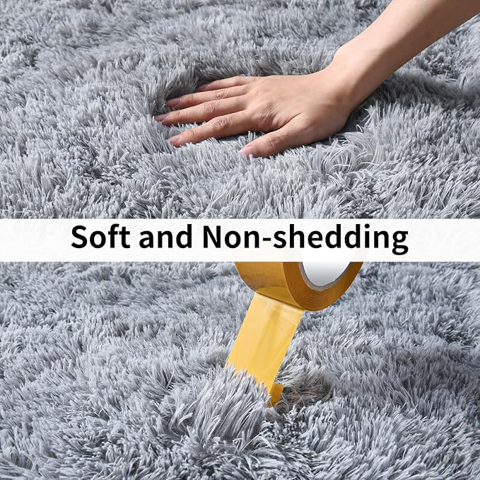 Soft Runner Rugs for Bedroom Hallways, 2 Packs 2x4 Grey Fluffy Shag Throw Area - Image 5