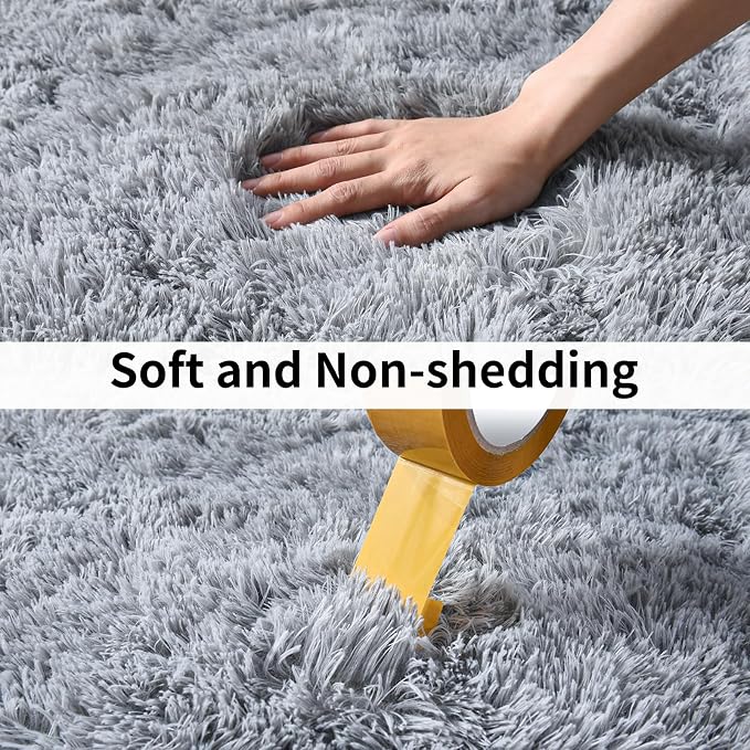 Soft Runner Rugs for Bedroom Hallways, 2 Packs 2x6 Grey Fluffy Shag Throw Area - Image 6