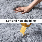 Soft Runner Rugs for Bedroom Hallways, 2x6 Grey Fluffy Shag Throw Area Rug Non - Image 7