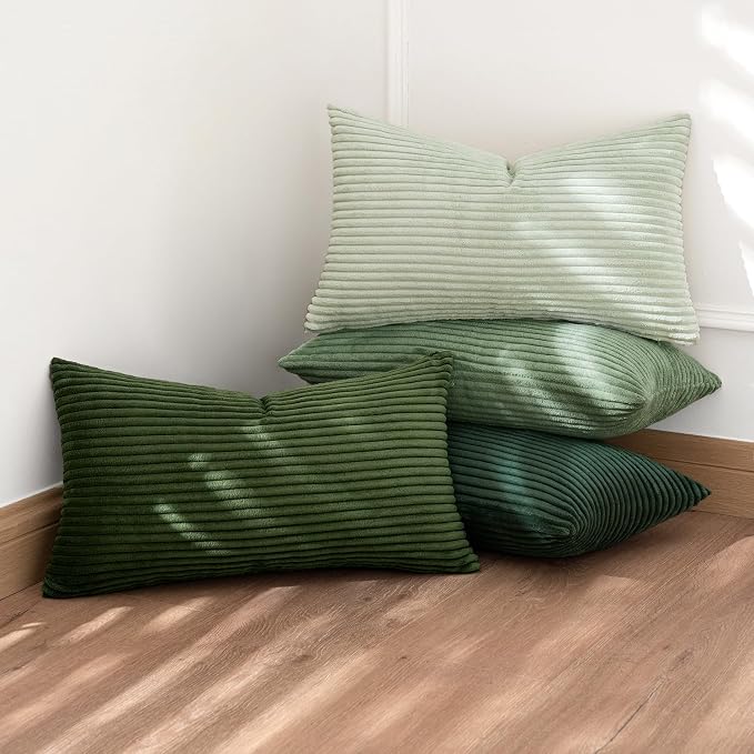 MIULEE Boho Farmhouse Sage Green Throw Pillow Covers 12x20 Inch Set of 4 - Image 3