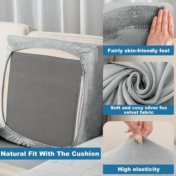 Couch Cover Stretch Velvet Sofa Cushion Cover 2-Piece - Image 6