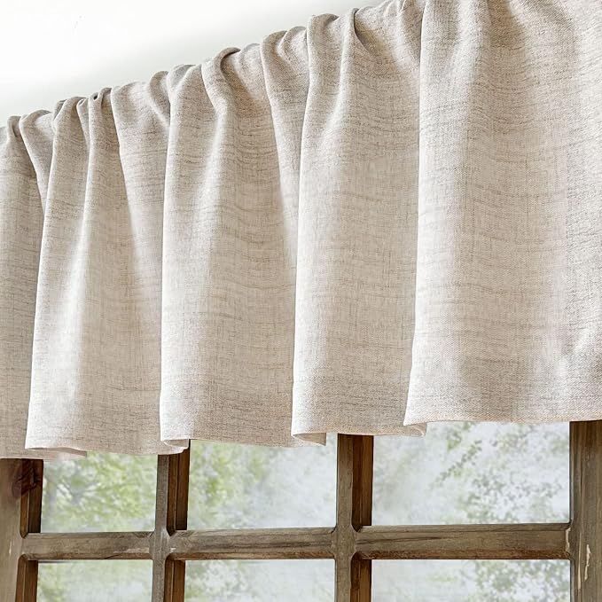 Faux Linen Valance for Windows Kitchen Living Room Valances Rod Pocket - Image 6