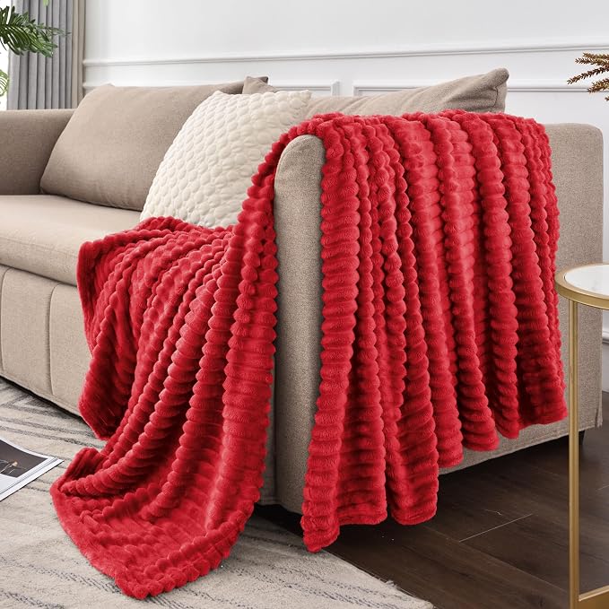 BEDELITE Fleece Throw Blanket for Couch – 3D Ribbed Jacquard Soft and Warm - Image 9