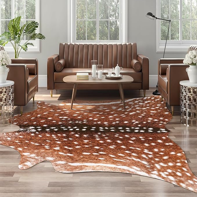 AROGAN Premium Deer Print Rug 6.2x7 Feet, Machine Washable Faux Fur Rug - Image 4