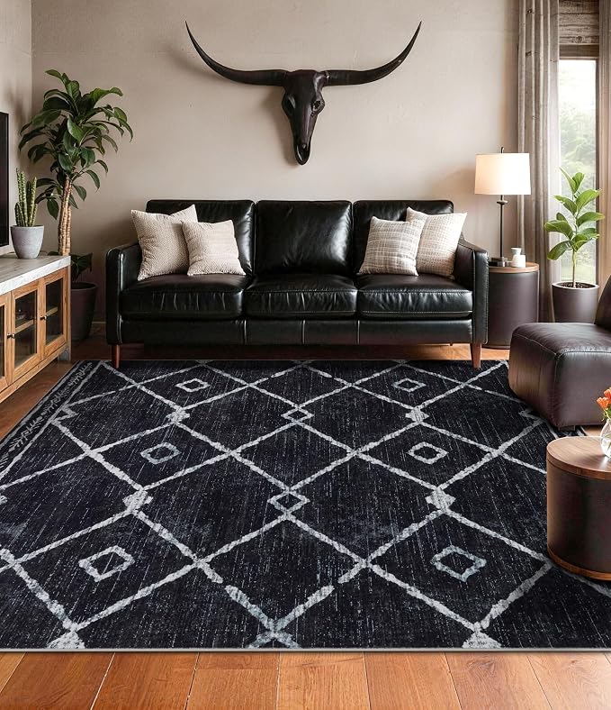 YIHOUSE Moroccan Area Rugs for Living Room 5x7, Western Geometric Soft Low-Pile - Image 2