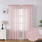 Lecloud Leia Clip Blush Pink Sheer Curtains 84 Inch Length 2 Panels, Jacquard by Lecloud