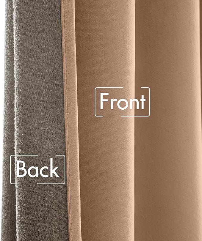 MIULEE Blush Beige Velvet Curtains 90 inches - Image 6