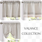 jinchan Linen Valance Curtain Striped Grey Small Window Curtain Double Layer - Image 7