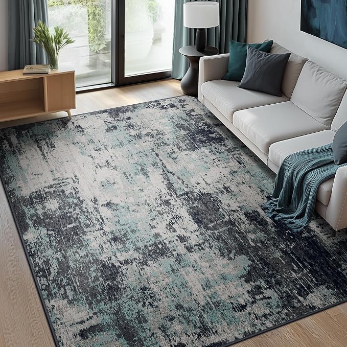 Washable Area Rugs 7'x9' Non-Slip Modern Abstract Soft by RELEANY