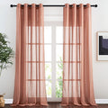 NICETOWN Linen Sheer Burnt Orange Curtains, Grommet Decorative Rustic Farmhouse by NICETOWN