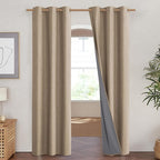 NICETOWN Burlap Vintage Open Linen Weave Flax Thermal Curtains, 100% Blackout - Image 2
