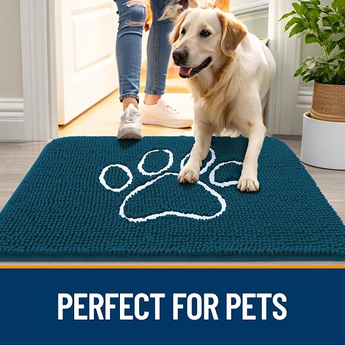 OLANLY Dog Door Mat for Muddy Paws 24x16, Paw Print Design, Absorbs Moisture - Image 6