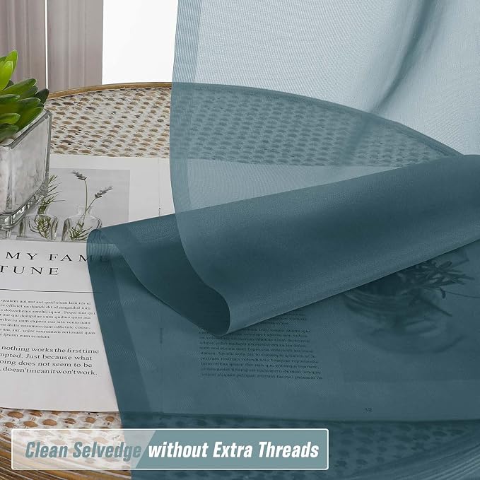 Sheer Curtains for Window 96 Inches Long 2 Panels, Soft Airy Light Filtering - Image 2