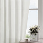 Nanspring Ivory Linen Curtains 63 Inches Length 2 Panels Set - Image 2