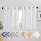 NICETOWN White Short Curtains for Small Window, Grommet Semi Sheer Linen Blend by NICETOWN
