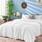 inhand White Fleece Twin Blanket, Super Soft Flannel Cozy Blankets - Image 5