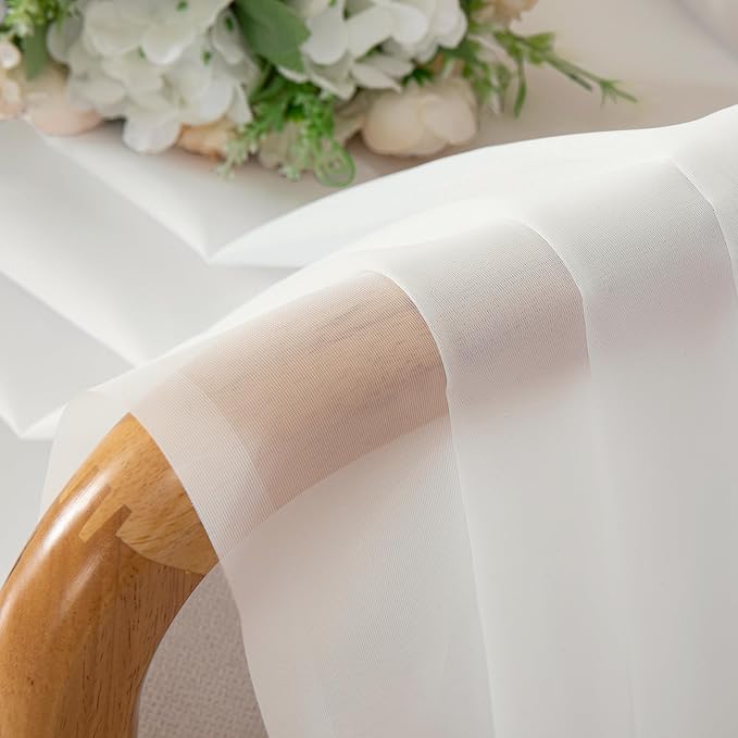 Aiyufeng Sheer Ivory Curtains 120 Inches Long, Extra Long Rod Pocket Solid - Image 7