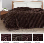 Exclusivo Mezcla Queen Size Flannel Fleece Blanket, Super Soft Striped Jacquard - Image 3