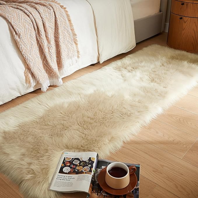 AMTOVO Faux Fur Rug, 2 x 6 ft Runner Area Rugs by AMTOVO