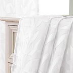 Lecloud Leia Texture Sheer White Curtains 54 Inch Length Set of 2 Panels - Image 9