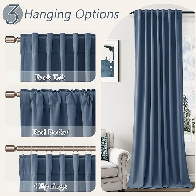 Guken 100% Blackout Curtains 102 Inch Length 2 Panels Set - Image 6