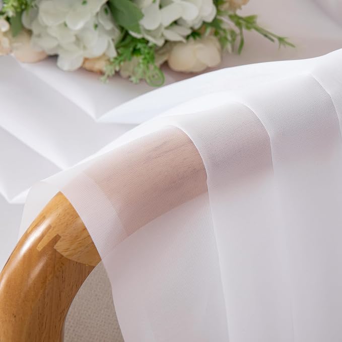 OVZME 2 Panels Sheer White Curtains 72 Inches Length Window Treatment - Image 4