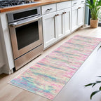 KOZYFLY Modern Abstract Runner Rug 2x6 Multi Pink Runners - Image 3