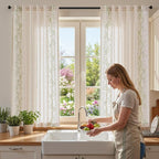 jinchan Evelyn Embroidered Linen Curtains 63 inch Floral Curtains - Image 7