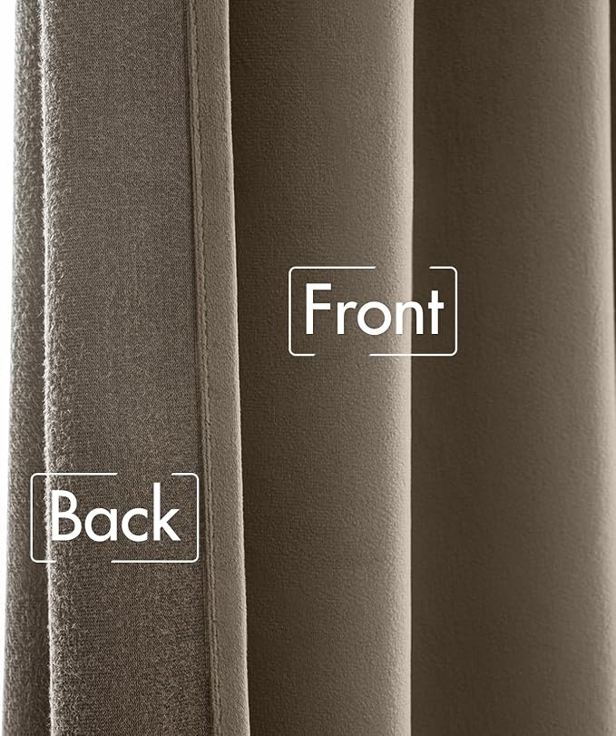MIULEE Taupe Velvet Curtains 90 inches - Image 6
