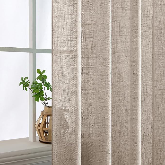 MIULEE Natural Linen Curtains 63 Inch Length 2 Panels - Image 5