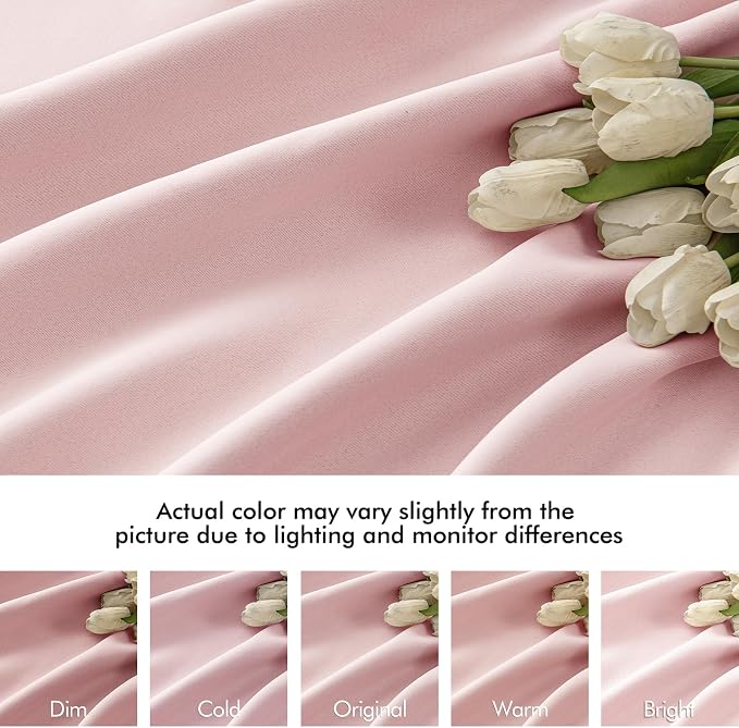 MIULEE Baby Pink Back Tab Blackout Curtains 63 Inch Length 2 Panels Set - Image 8