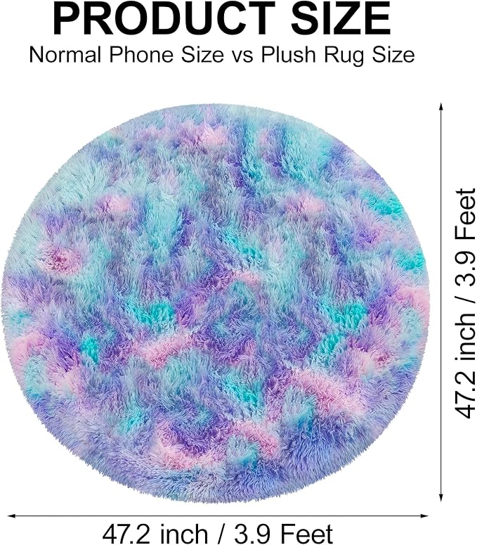 4x4 ft Tie Dye Rainbow Round Rug - Image 2