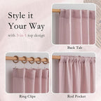 MYSKY HOME Pink Curtains for Girls Bedroom, Semi Sheer Nursery Curtains 63 Inch - Image 4
