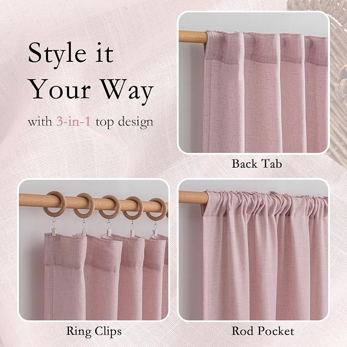 MYSKY HOME 96 Inches Length Pink Curtains - Image 4