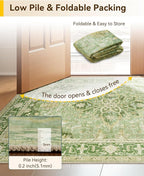 Area Rugs 3'x5' Washable Non-Slip, Floral Vintage Distress Print Pattern - Image 7
