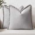 MIULEE Decorative Throw Pillow Covers Neutral Linen Fringe Throw Pillows Euro by MIULEE