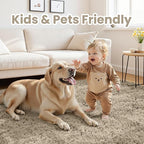 5x8 Area Rugs for Living Room: Soft Fluffy Shag Gray Camel Rugs for Bedroom - Image 4