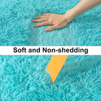 Soft Runner Rugs for Bedroom Hallways, 2x4 Teal Blue Fluffy Shag Throw Area Rug - Image 6